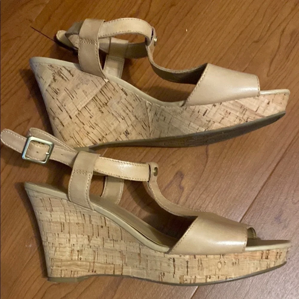 Franco Sarto Leather Espadrille Wedge Sandals
